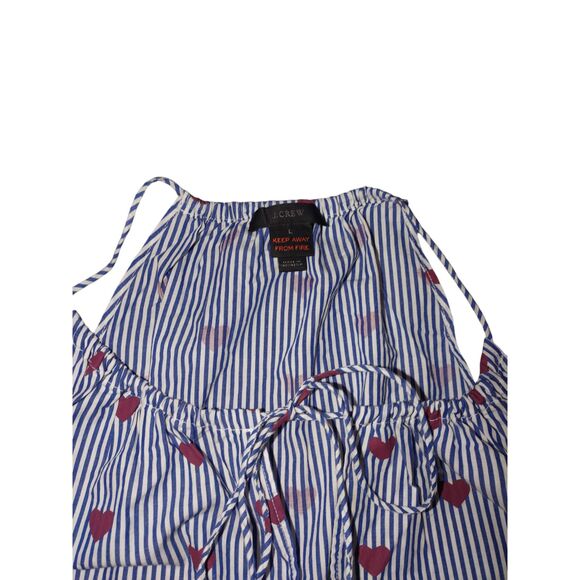 J. Crew Heart Pajama Dress Womens L Blue Red Sleepwear Nighttime - Picture 3 of 10